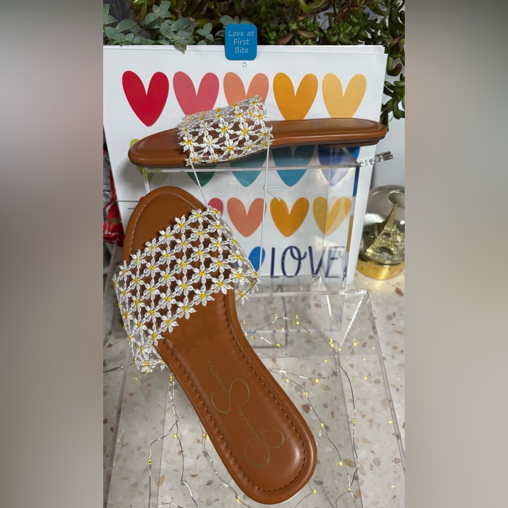 NEW Jessica Simpson Ditsy Floral Mesh Slide Sandal, Size 6